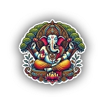 Colorful Meditative Ganesha  Sticker (Peel N' Stick)